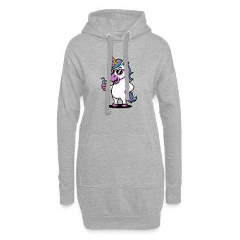 Unicorn Lustige Party mit Einhorn Unisex Cartoon - Hoodie-Kleid - Grau meliert - Vorne