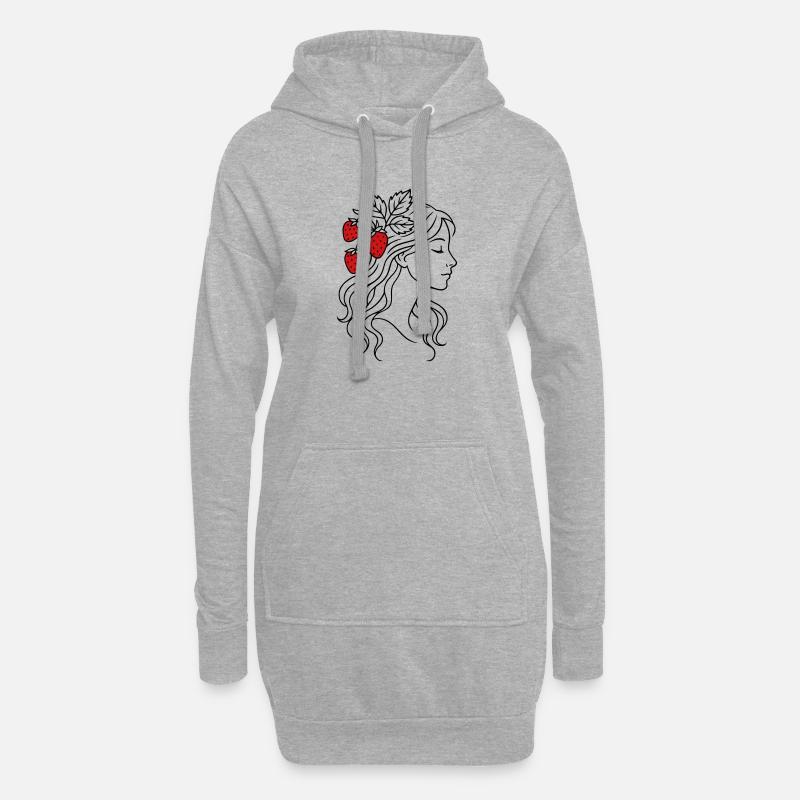 Frau mit Erdbeeren Erdbeermädchen - Hoodie-Kleid - Grau meliert
