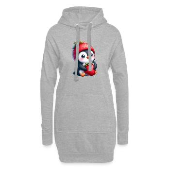 Süßer Pinguin mit Erdbeere Cartoon Sommer Spaß - Hoodie-Kleid - Grau meliert - Vorne