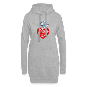 Jésus est avec moi taube - Sweat-shirt à capuche long Femme - gris chiné - Devant