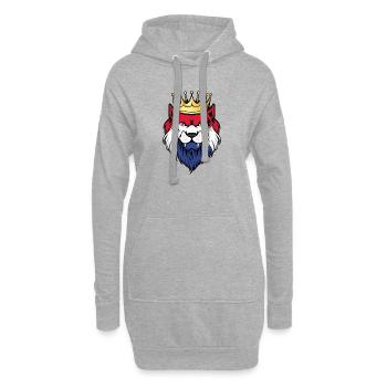 Wilder Löwe mit Krone und bunter Mähne - Hoodie-Kleid - Grau meliert - Vorne