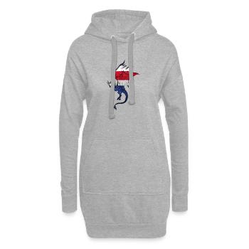 Drapeau du Costa Rica - Silhouette de dragon - Sweat-shirt à capuche long Femme - gris chiné - Devant