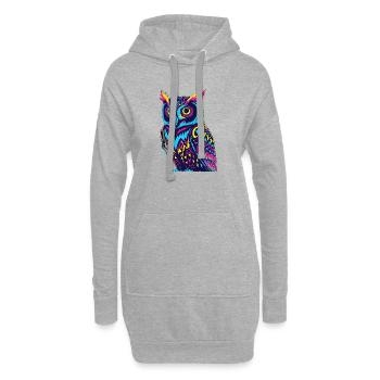Neon Tribal Owl Design - Sweat-shirt à capuche long Femme - gris chiné - Devant