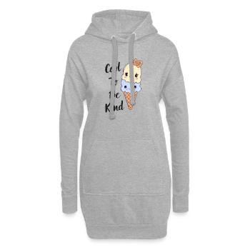 Cool to be Kind – Glace 🍦 Kawaii - Sweat-shirt à capuche long Femme - gris chiné - Devant