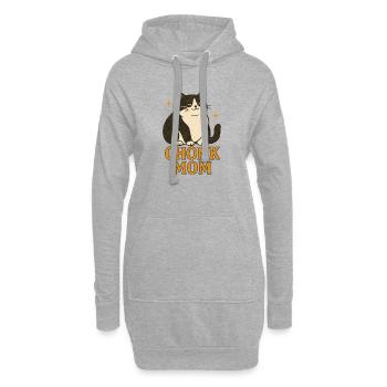 Illustration de maman chat Chonk en noir et blanc - Sweat-shirt à capuche long Femme - gris chiné - Devant