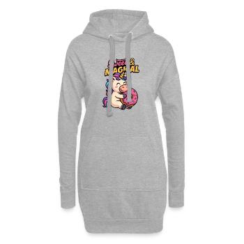 Süßes Einhorn mit Donut - Hoodie-Kleid - Grau meliert - Vorne