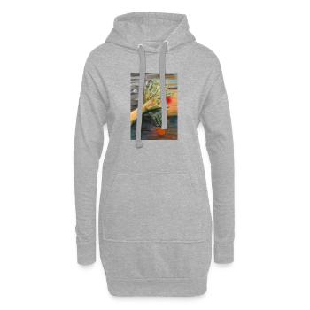 Surreale Zwillingshände bei Sonnenuntergang - Hoodie-Kleid - Grau meliert - Vorne