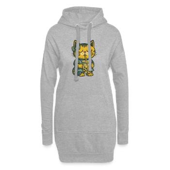 Bubble Tea Chat Cozy Charm - Sweat-shirt à capuche long Femme - gris chiné - Devant