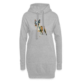 Französische Bulldogge - Cooles Low-Poly-Logo - Hoodie-Kleid - Grau meliert - Vorne