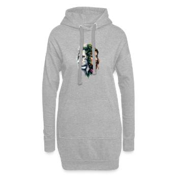 Floral Lion Femme Visage - Sweat-shirt à capuche long Femme - gris chiné - Devant