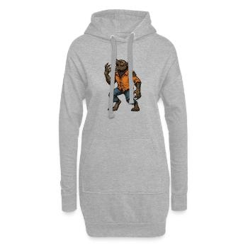 Gruseliger Werwolf - Halloween - Hoodie-Kleid - Grau meliert - Vorne