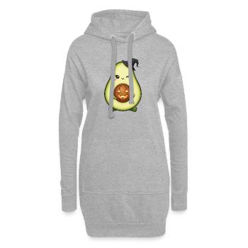 Lustiger Halloween Avocado Hexe Hexenbesen Cartoon - Hoodie-Kleid - Grau meliert - Vorne