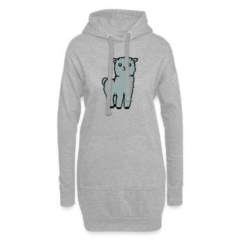 Mignon Alpaga Lama Animal Doux Moelleux Bande Dessinée - Sweat-shirt à capuche long Femme - gris chiné - Devant