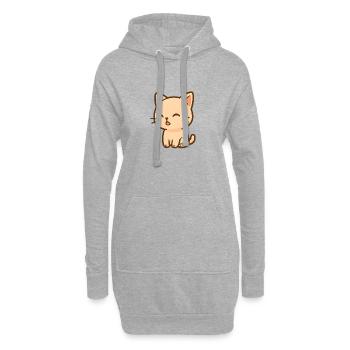 Süßes Kätzchen Kawaii - Hoodie-Kleid - Grau meliert - Vorne