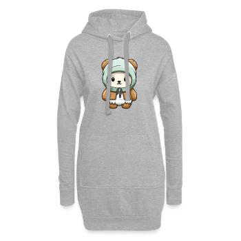 ours polaire hiver ours polaire bébé bande dessinée - Sweat-shirt à capuche long Femme - gris chiné - Devant