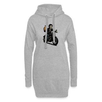 Skelett-Biker mit Flasche - Hoodie-Kleid - Grau meliert - Vorne