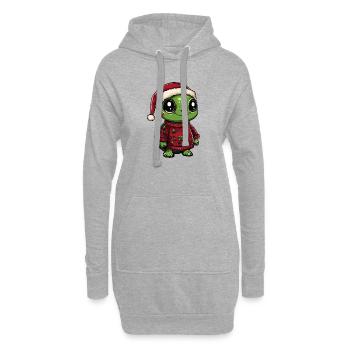 Noël tortue - Sweat-shirt à capuche long Femme - gris chiné - Devant