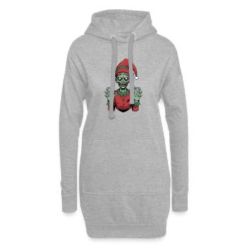 Gruseliges Skelett Weihnachtswichtel Horror Gesche - Hoodie-Kleid - Grau meliert - Vorne