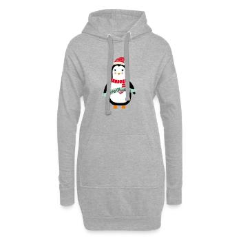Süßer Weihnachts-Pinguin Merry Christmas - Hoodie-Kleid - Grau meliert - Vorne