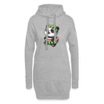 Mignon panda melon cartoon Waterfruit Summer Joy - Sweat-shirt à capuche long Femme - gris chiné - Devant
