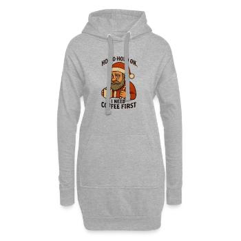 Christmas Santa Coffee First - Hoodie Dress - heather grey - Front