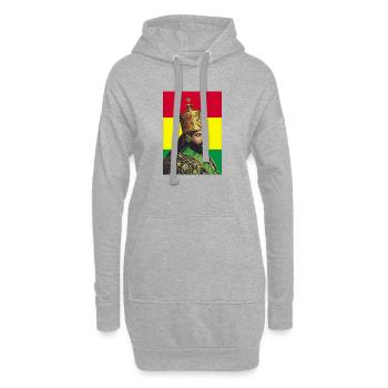 Haile Selassie I Jah Rastafari Rasta Reggae Racines - Sweat-shirt à capuche long Femme - gris chiné - Devant