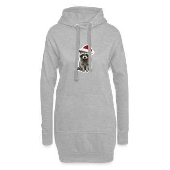 Raton laveur avec un chapeau de Noël rouge - Sweat-shirt à capuche long Femme - gris chiné - Devant