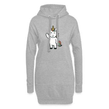 Licorne ondulante mignonne avec une mascotte à crinière colorée - Sweat-shirt à capuche long Femme - gris chiné - Devant