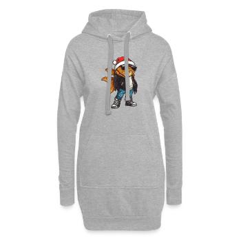 Poissons rouges Noël hiver - Sweat-shirt à capuche long Femme - gris chiné - Devant