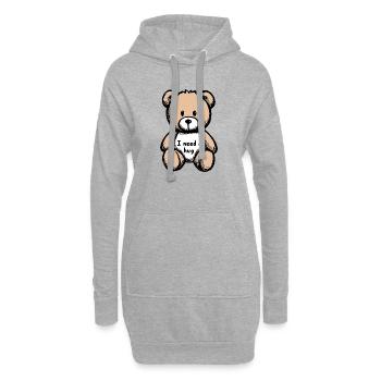 Soft Teddy Bear – Illustration Tenderness - Hoodie Dress - heather grey - Front