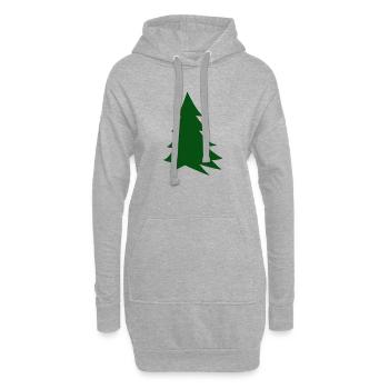 Sapin silhouette vert profond - Sweat-shirt à capuche long Femme - gris chiné - Devant