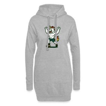 Unicorn Football Victory Maskottchen-Power-Design - Hoodie-Kleid - Grau meliert - Vorne