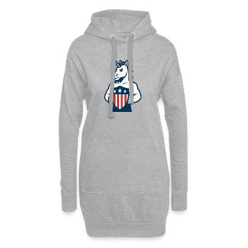 Patriotic Unicorn Guardian Maskottchen-Design - Hoodie-Kleid - Grau meliert - Vorne