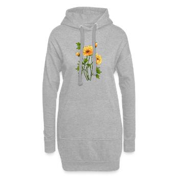 Blumen - Hoodie-Kleid - Grau meliert - Vorne