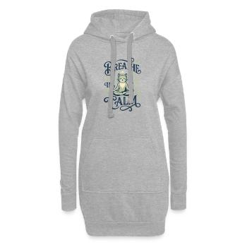 Meditierende Katze in Ruhe - Hoodie-Kleid - Grau meliert - Vorne