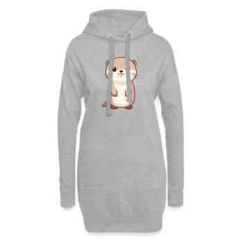 Süßer Otter – Fröhliches Tierzeichnen - Hoodie-Kleid - Grau meliert - Vorne