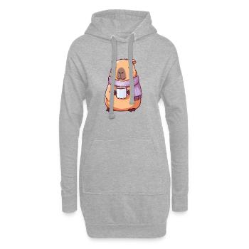 Gemütliche niedliche Kapybara – Kawaii-Tier - Hoodie-Kleid - Grau meliert - Vorne