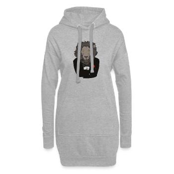 Lion en smoking avec rose / Design drôle - Sweat-shirt à capuche long Femme - gris chiné - Devant