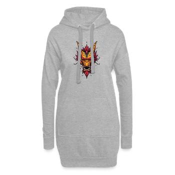 Flammender asiatischer Drache - Hoodie-Kleid - Grau meliert - Vorne