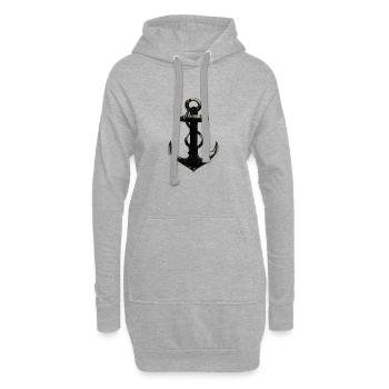 Nachtanker mit Seil Nautische Silhouette - Hoodie-Kleid - Grau meliert - Vorne