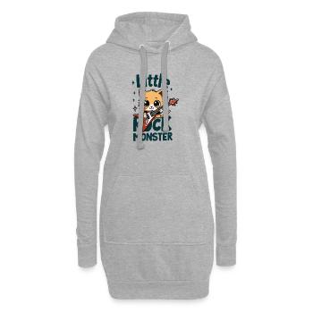 Little Rock Monster – süßes Katzen Gitarren Motiv - Hoodie-Kleid - Grau meliert - Vorne