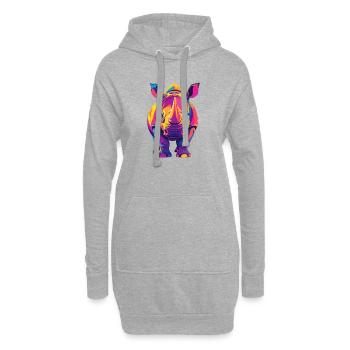 Farbenfroher Rhino Pop Art buntes Nashorn Motiv - Hoodie-Kleid - Grau meliert - Vorne