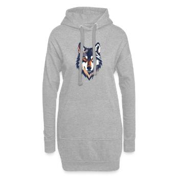 Illustration de tête de loup Motif fort et cool du loup - Sweat-shirt à capuche long Femme - gris chiné - Devant