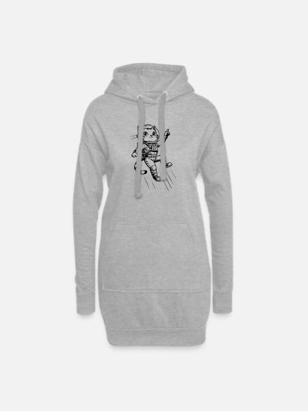 Cat Astronaut - Hoodie Dress - heather grey