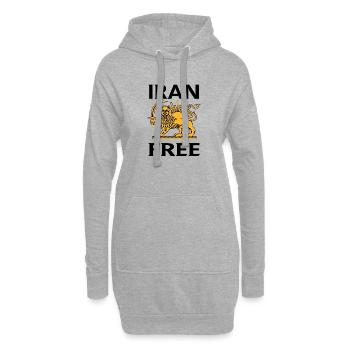 Lion héraldique avec épée et soleil - Sweat-shirt à capuche long Femme - gris chiné - Devant