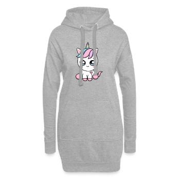 Kawaii Unicorn – Süße Valentinsmagie - Hoodie-Kleid - Grau meliert - Vorne
