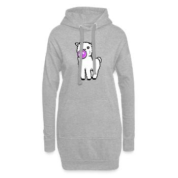 Lama Chewing-gum Debout Corps entier Devant mignon Cool - Sweat-shirt à capuche long Femme - gris chiné - Devant
