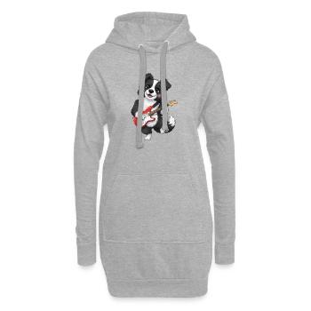 Chien câlin avec guitare électrique - Sweat-shirt à capuche long Femme - gris chiné - Devant