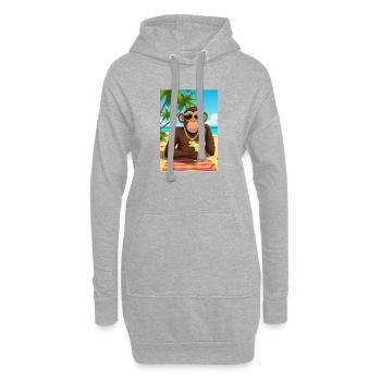 Tropische Affen-Strandparty - Hoodie-Kleid - Grau meliert - Vorne
