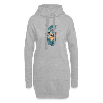 Sunset Waves Kiteboard Portrait - Sweat-shirt à capuche long Femme - gris chiné - Devant